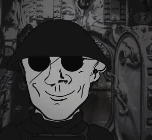 submarine uncolored_skin overall coverall grey_shirt officer gorget body_armor scar_over_eye scar shaved smiling happy eyebrows neutral sunglasses helmet holding_nothing 1.gif