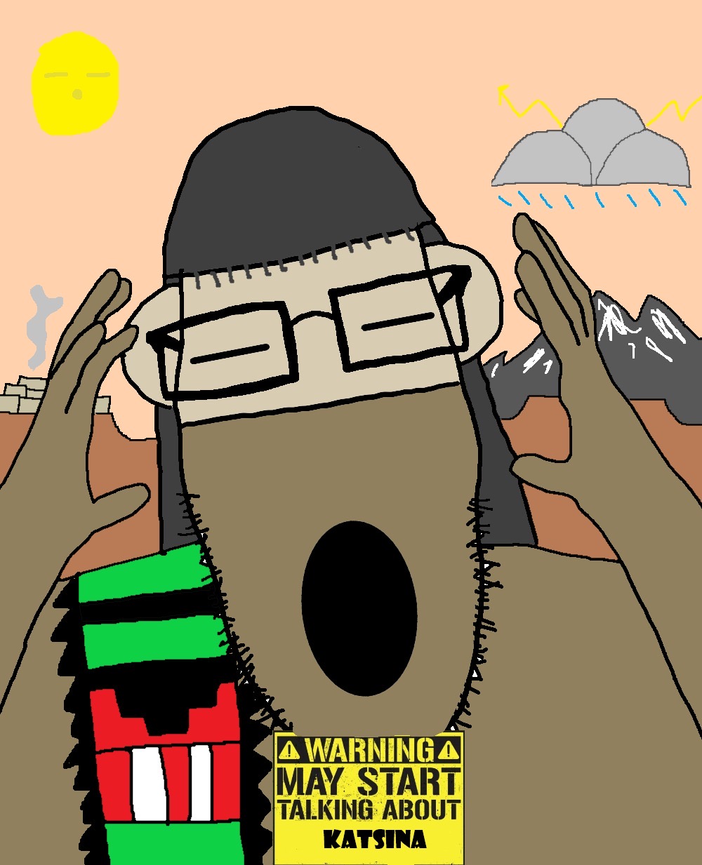 ppp, 1soyjak, arizona, brown hair, brown skin, closed eyes, drawn background, fat, front view, glasses