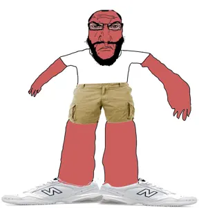 markiplier soyjak, science lover, punisher face, angry, arm, beard, clothes, full body, glasses, hands