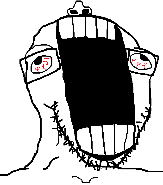 soyak, kekjak, 1soyjak, bald, bloodshot eyes, glasses, looking up, monochrome, open eyes, open mouth
