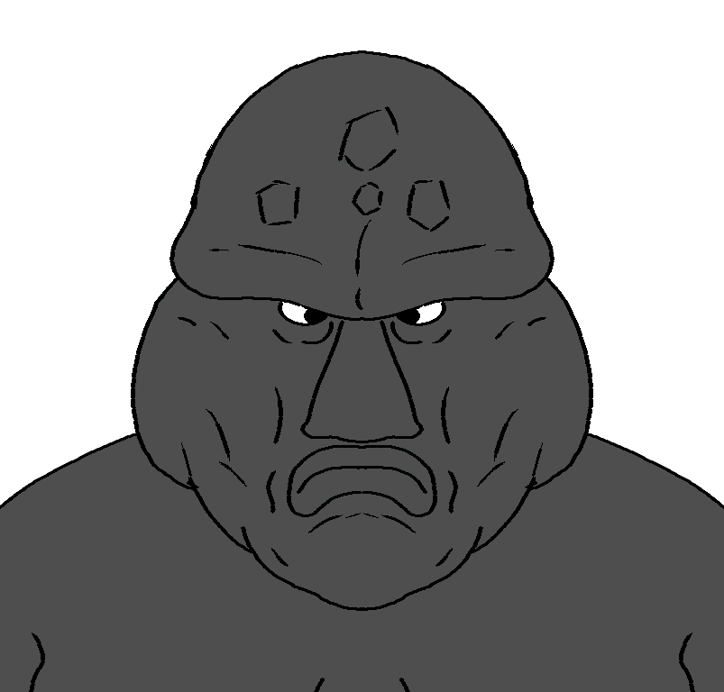 disgusting trevorcreature, 1soyjak, angry, bald, black eyes, closed mouth, fat, front view, frown, gray skin