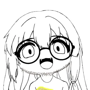 smuglet, animated, blonde hair, brimstone, brimstone skin, closed mouth, eating brimstone, glasses, hair, open eyes