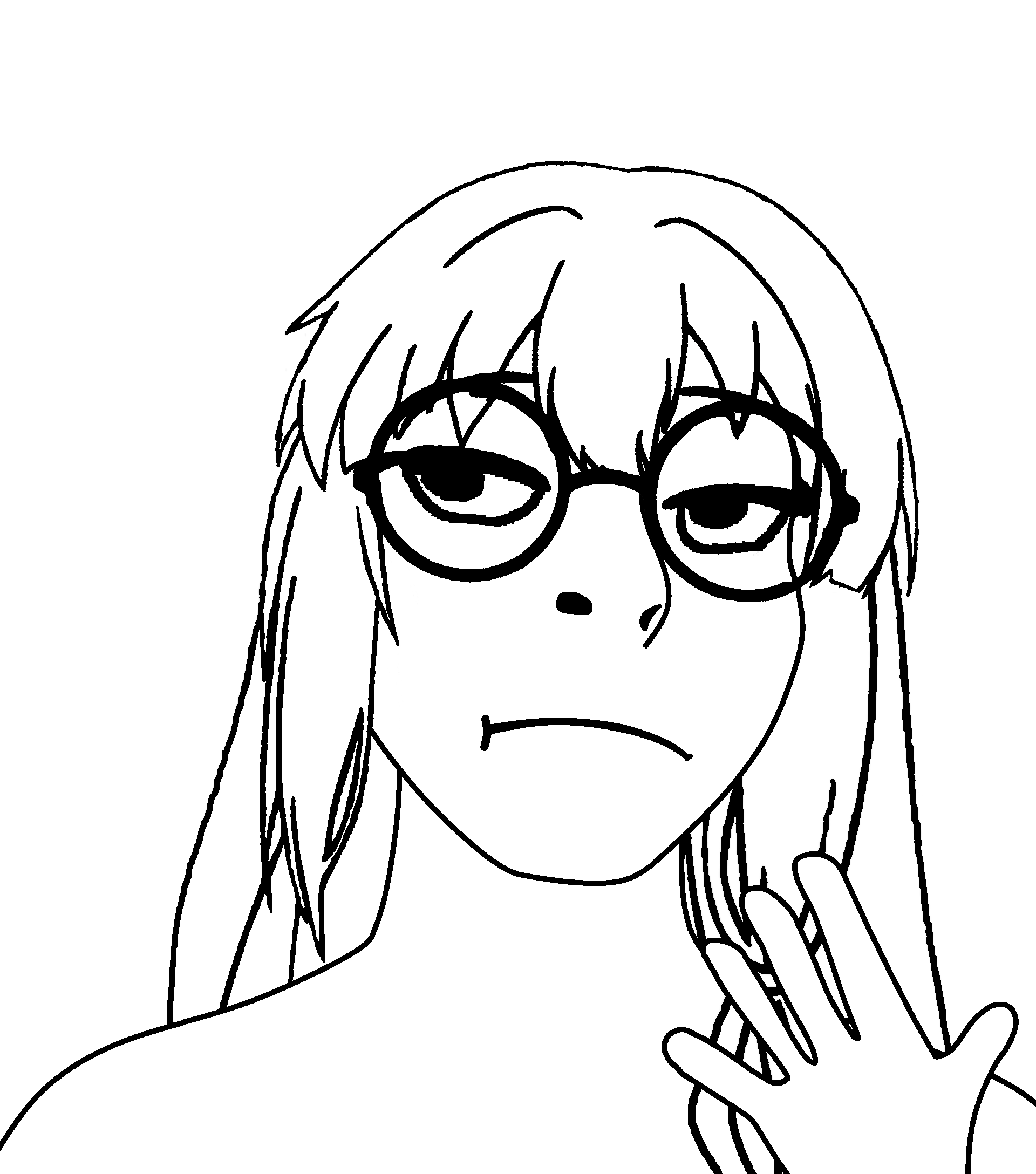 twinkjak, wojak, smuglet, soyak, pinejak, twinklet, black eyes, frown, glasses, hair