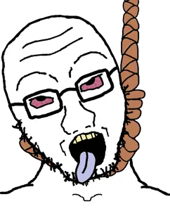 soyak, soyak front2, 1soyjak, ack, bald, bloodshot eyes, eyebrows, forehead wrinkles, front view, glasses