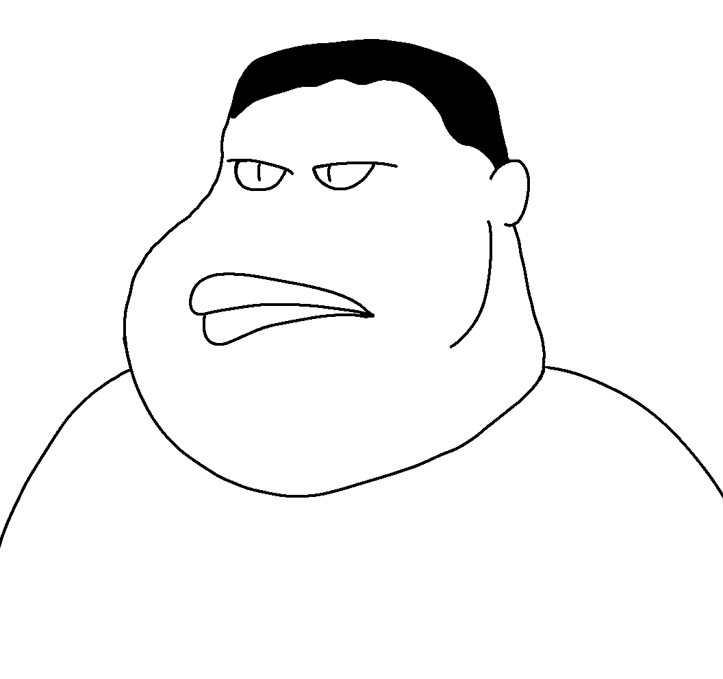 meximutt, dollar store meximutt, 1soyjak, angry, black hair, closed mouth, ear, fat, frown, hair