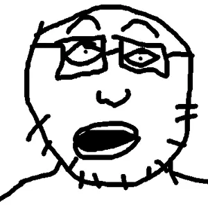 unknown, 1soyjak, bald, black eyes, glasses, open eyes, open mouth, stubble, uncolored skin