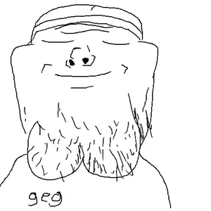 impish soyak ears, calm, chin, closed eyes, closed mouth, clothes, gegging, hat, oekaki, stubble