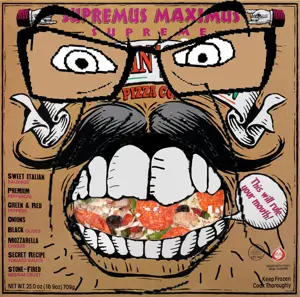 feraljak, 1soyjak, angry, box, english text, feral, front view, glasses, hitler mustache, looking at you
