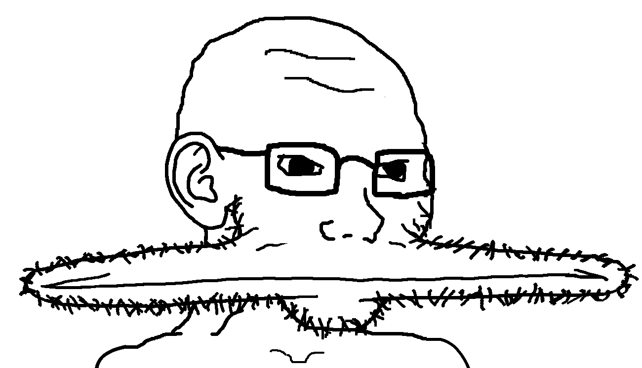soyak, 1soyjak, bald, chin, closed mouth, distorted, ear, glasses, looking to the right, monochrome
