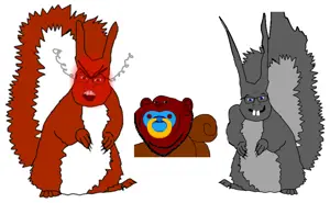 feraljak, impish soyak ears, feralsquirrel, impish squirrel, squirreljak, 3soyjaks, angry, animal, fume, red