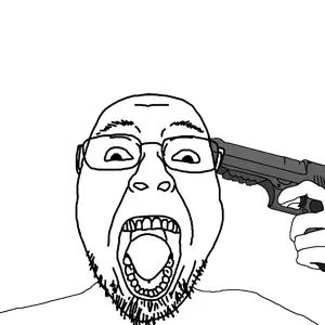 bernd, 1soyjak, black eyes, desert eagle, glasses, gun, hair, hand, holding gun, holding object