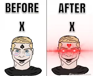 yes chad, yes mutt, 2nas, based, blonde hair, blue eyes, cumskin, cumskin excellence, femboy, front view