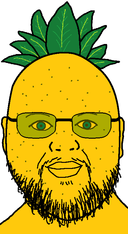 billy, bald, closed mouth, fat, food, front view, fruit, glasses, green eyes, green glasses