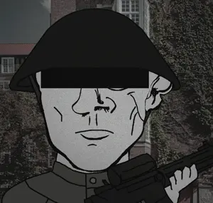 town giptonas uncolored_skin overall coverall buttons scar cheek shaved frowning sad neutral eyebrows censored censor_bar helmet cool rifle holding_gun gun 17.gif