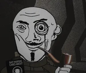 pillars uncolored_skin overall coverall shirt hood body_armor bulletproof_vest soldier epic mustache goatee smirk smile happy neutral eyebrows monocle bald shit_inspsoc_cares_about book pipe smoking smoke 47.gif
