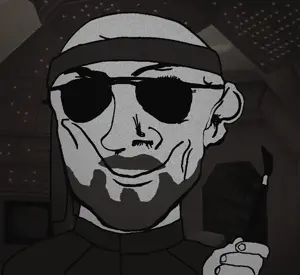 computer uncolored_skin overall coverall epic stubble beard smirk smile happy neutral eyebrows aviator_sunglasses bandana headband cool brush 32.gif