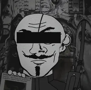 submarine uncolored_skin overall coverall grey_shirt scar handlebar_mustache mustache goatee frowning sad eyebrows neutral censored censor_bar bald inspection report dossier multitool radio 24.gif