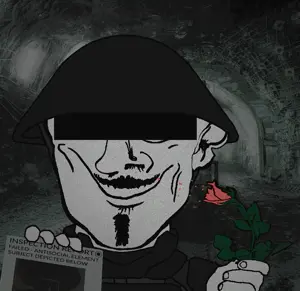 mine uncolored_skin overall coverall grey_shirt officer gorget body_armor epic mustache goatee smirk smile happy eyebrows neutral censored censor_bar helmet inspection report dossier rose flower smelling 19.gif