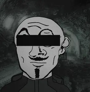 mine uncolored_skin grey_shirt overall coverall hood epic mustache goatee apathetic eyebrows censored censor_bar bald cool holding_nothing 4.gif