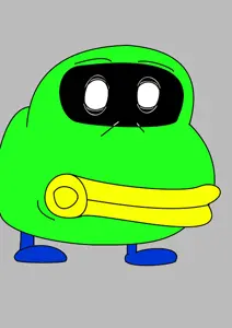 coin coffer, pepe, amphibian, animal, bald, black eyes, closed mouth, frog, full body, gray background