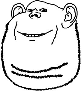 impish soyak ears, 1soyjak, aliased, bald, ball, beard, chin, double chin, ear, fat