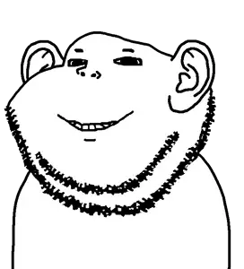 impish soyak ears, 1soyjak, aliased, bald, big pupils, chin, double chin, ear, eyebrows, fat