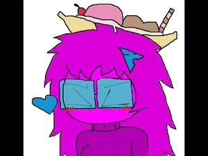 femquote, animated, black eyes, blue glasses, front view, glasses, hair, long hair, looking at you, open eyes