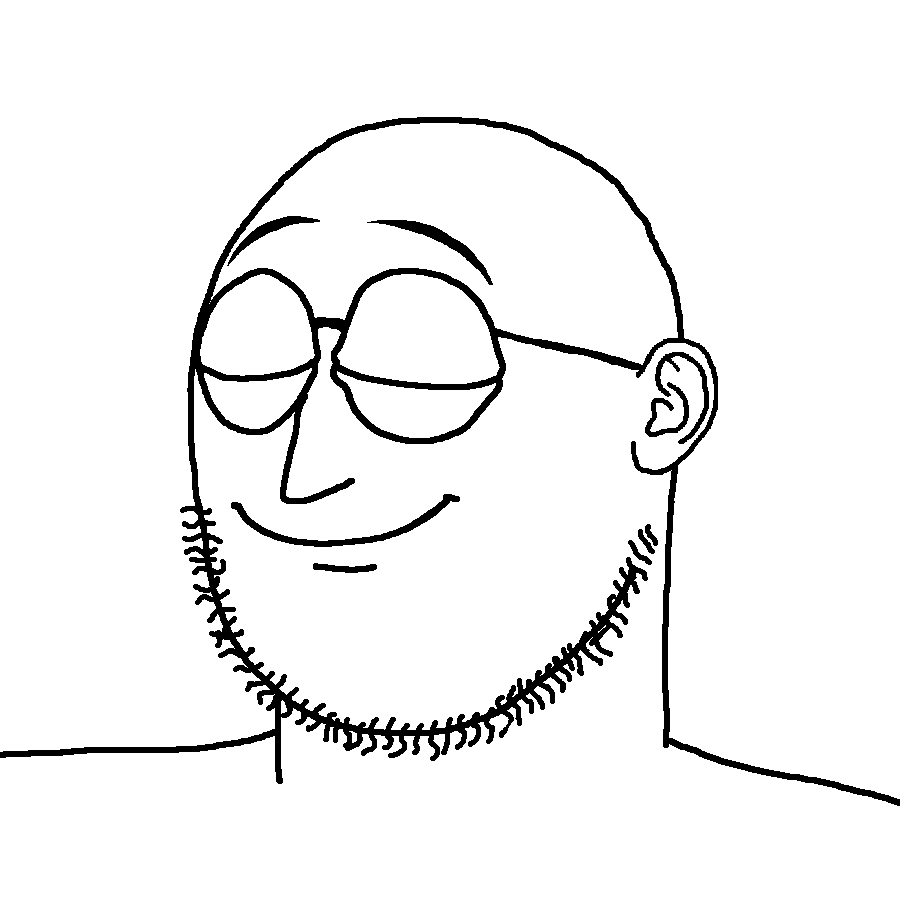 weirdpenis, 1soyjak, bald, closed eyes, closed mouth, ear, glasses, hotdiggedydemon, looking to the left, portrait