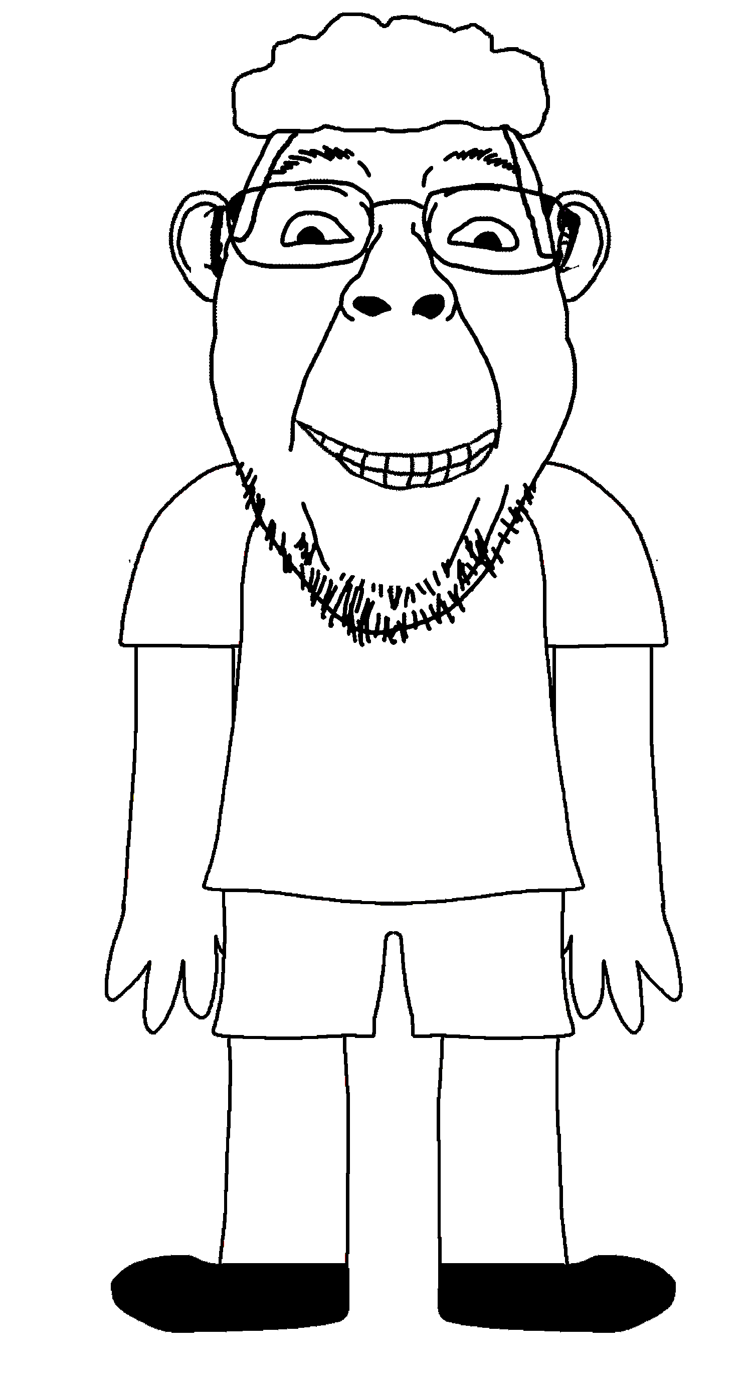 bernd, 1soyjak, broccoli hair, closed mouth, dreamworks, front view, full body, glasses, hair, looking at you