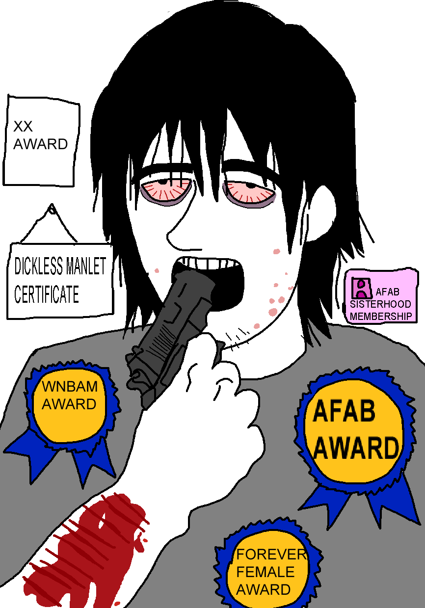 unknown, acne, afab, award, awards, black hair, blood, bloodshot eyes, chromosomes, cut