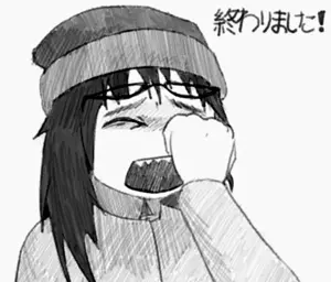 soytan, its over, black hair, closed eyes, crying, glasses, glasses on forehead, hair, hand, its over (phrase)