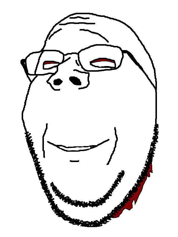 gapejak, wholesome soyjak, soybooru hat, accessory, bald, blood drip, blood from eyes, half open mouth, looking at you, mask