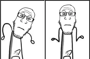 markiplier soyjak, neutralplier, 1soyjak, bald, black eyes, boner, closed mouth, comic, erection, face