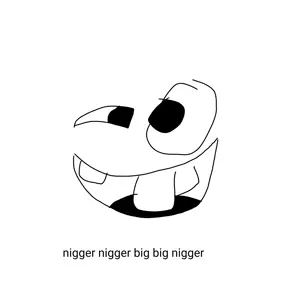 black eyes, buck teeth, lazy edit i did in 2 seconds, nigger, text, uncolored skin, white background, original content