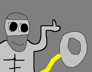 gigachad, noveltygiga, beard, black eyes, buff, closed mouth, disk, front view, gray background, gray hair