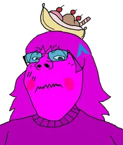 femquote, gapejak, female gapejak, femjak, angry, arch linux, banana, banana split ice cream, blush, closed mouth