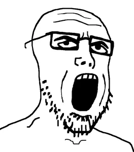 welpjak, 1soyjak, adams apple, bald, black eyes, eyebrows, glasses, looking up, neck, neutral