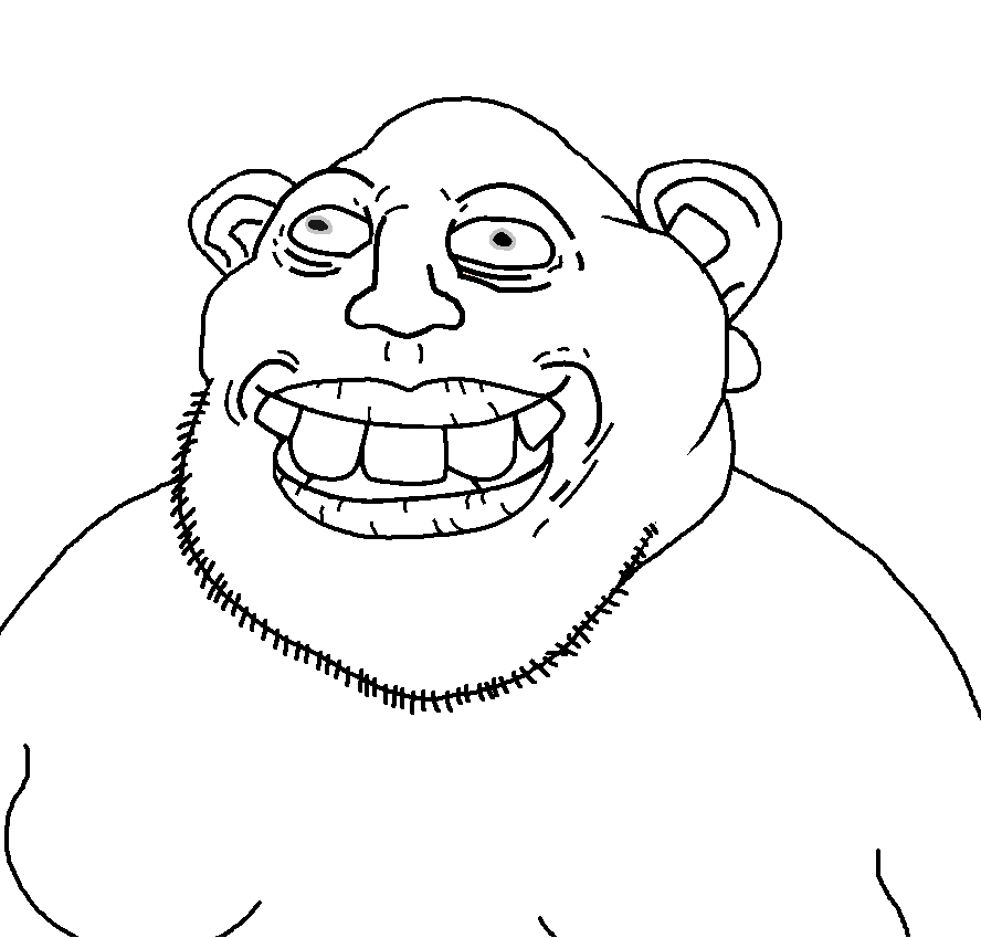 sheeeit, timmy, meximutt, obesecumskin, 1soyjak, bald, big teeth, black eyes, fat, half body