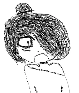 angry, black eyes, black hair, front view, hair, hair bun, half body, long hair, looking at you, no glasses