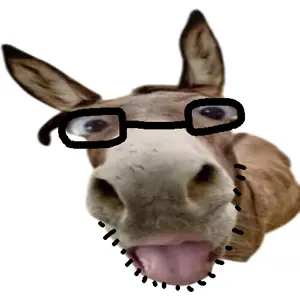 unknown, animal, bald, donkey, glasses, looking at you, open mouth, stubble, tongue, white background