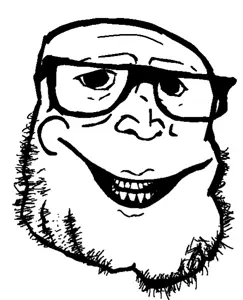 disgustingson, 1soyjak, bald, black eyes, glasses, half open mouth, head, looking at you, nuvariant, open eyes
