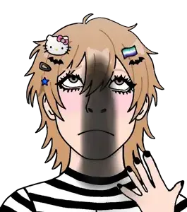 cobson, pawbson, pawbson front, 1soyjak, banana, blonde hair, brown eyes, closed mouth, food, front view
