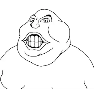 feraljak, meximutt, 1soyjak, angry, bald, black eyes, fat, half open mouth, looking at you, no beard