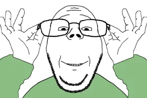 238049 - soybooru.com - 1soyjak bald front_view gapejak gapejak_front glasses green_shirt hand hands idubbbz looking_at_you myopia open_eyes open_mouth smile stubble uncolored_skin white_background wholesome_soyjak_4.gif