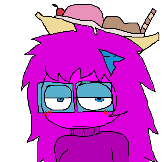 femquote, 1nas, arch linux, banana, big glasses, blue eyes, blue glasses, blue heart, blush, blush lines