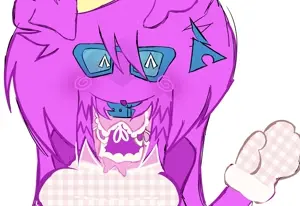 liam, femquote, ^ ^, 1nas, banana, banana split ice cream, blue glasses, blush, breasts, closed eyes