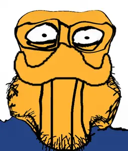 markiplier soyjak, neutralplier, 1soyjak, beard, front view, glasses, looking at you, neutral, octodad, octodad dadliest catch