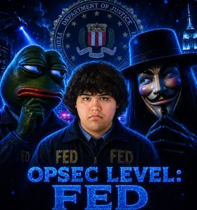 opsec demon, pepe, opsec level, fat, front view, looking at you, opsec, tan skin, united states