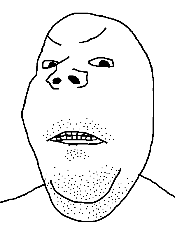 gapejak, mustached gapejak, angry, angry eyebrows, bald, chin, closed mouth, double chin, eyebrows, eyes