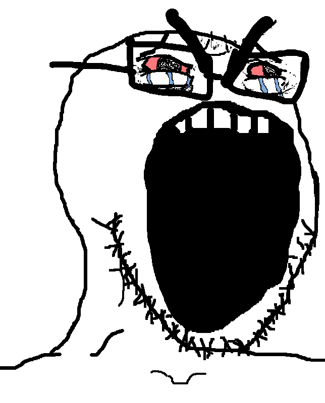cryboy soyjak, soyak, 1soyjak, aliased, angry, angry eyebrows, bald, black eyes, bloodshot eyes, crying